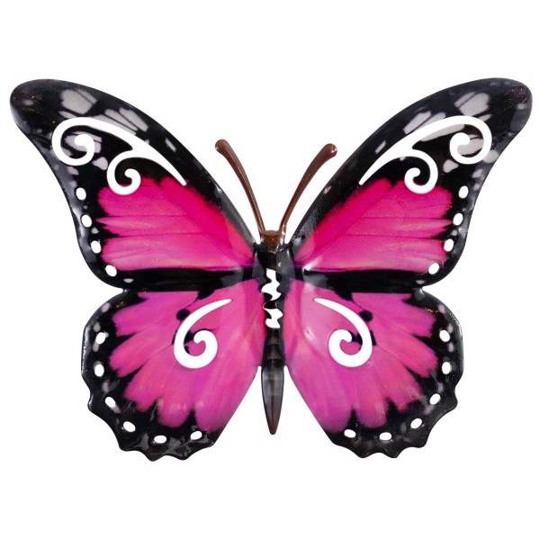Wanddeko Metall 24cm Butterfly PINK (8Stk)