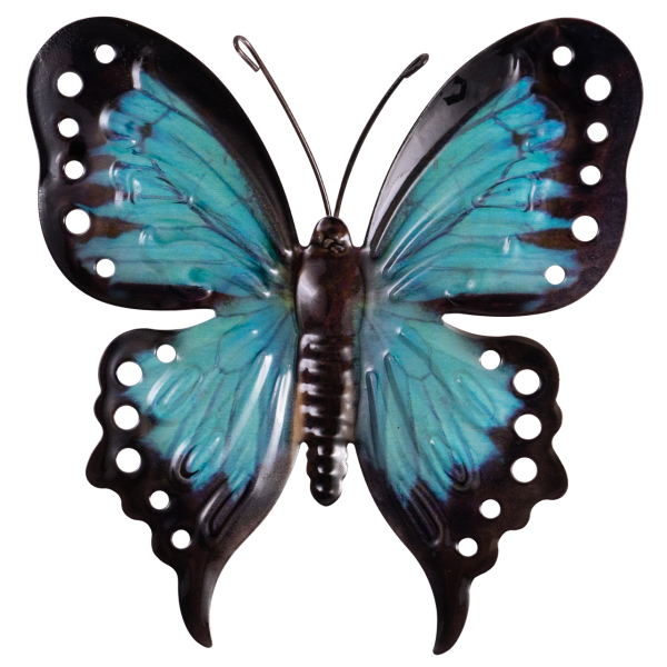 Wanddeko Metall 22cm Butterfly BLUE MORPHO 