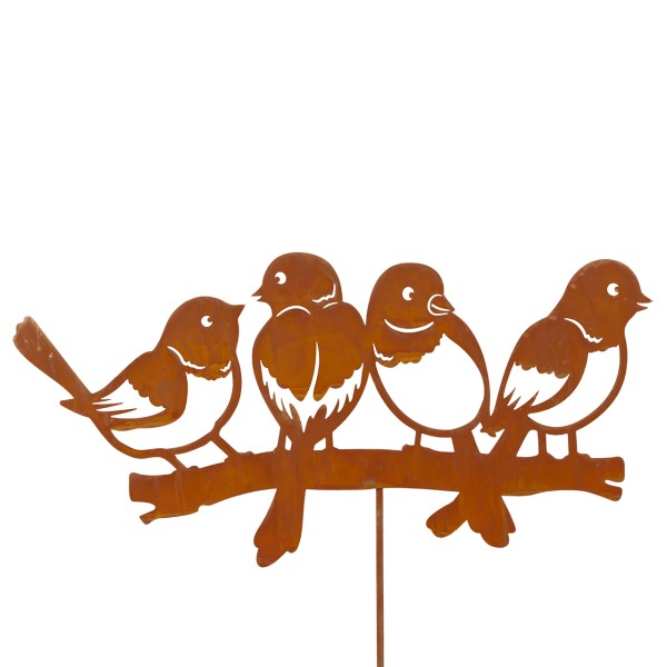 Edelrost Gartenstecker - Birds Family